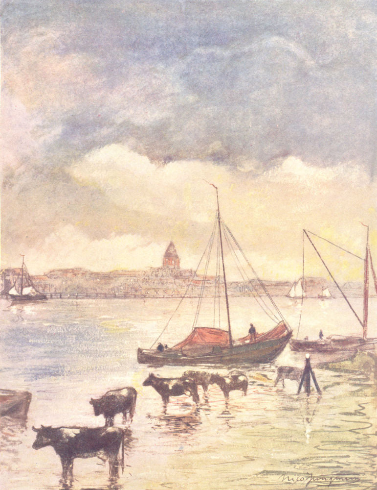 NETHERLANDS. Overijssel. The River Ysel 1904 old antique vintage print picture